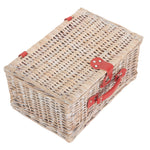 Gingham 2 Person Fitted Picnic Wicker Basket | Red