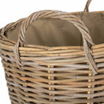 Cordura Lined Tall Round Fireside Grey Rattan Log Basket | Large | Brown