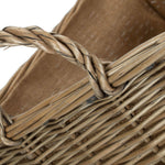 Wicker Antique Wash Rectangular Hessian Lined Basket | Large | Brown