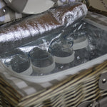 Red Hamper Grey Checked Picnic Wicker Basket With Cooler