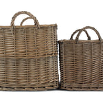 Wicker Antique Wash Rectangular Hessian Lined Basket | Set-of-2 | Brown