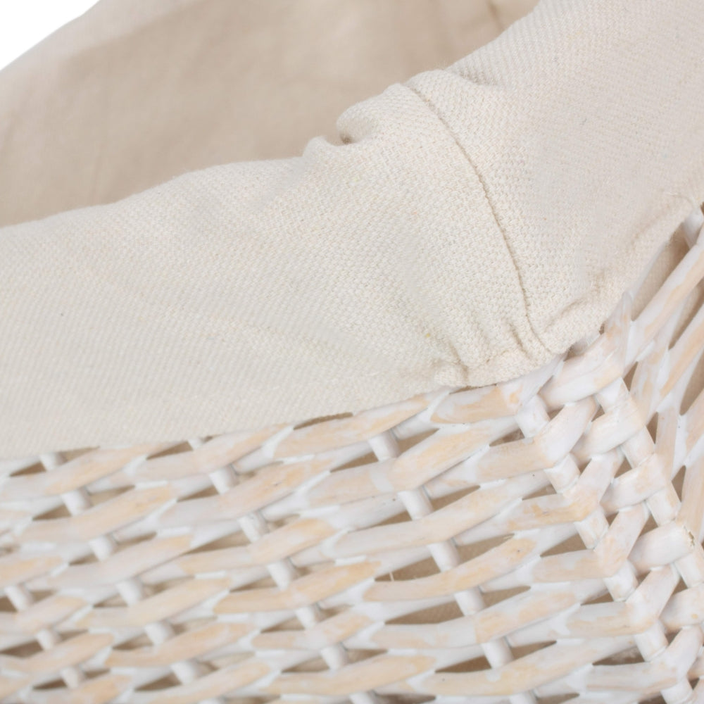 Wicker White Wash Storage Basket With White Lining | Small | White