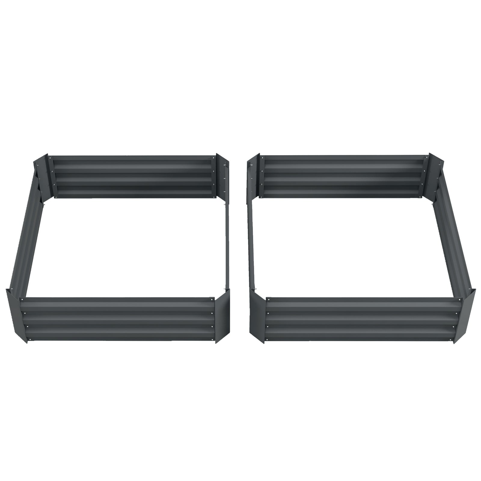 Set Of 2 Raised Garden Bed Steel Boxes | Dark Gray