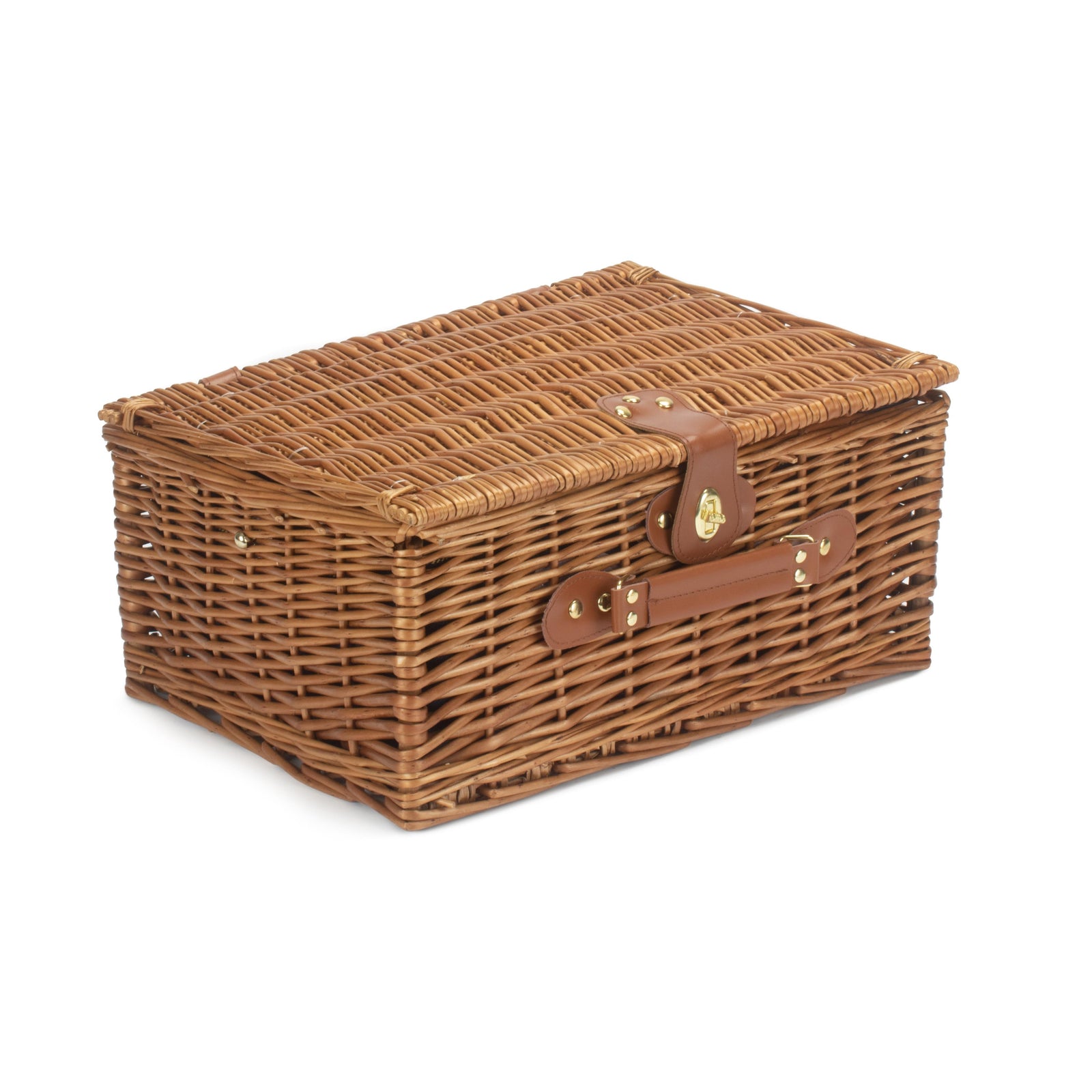 Blue Tweed Fitted Picnic Wicker Basket | 2-Person | Blue