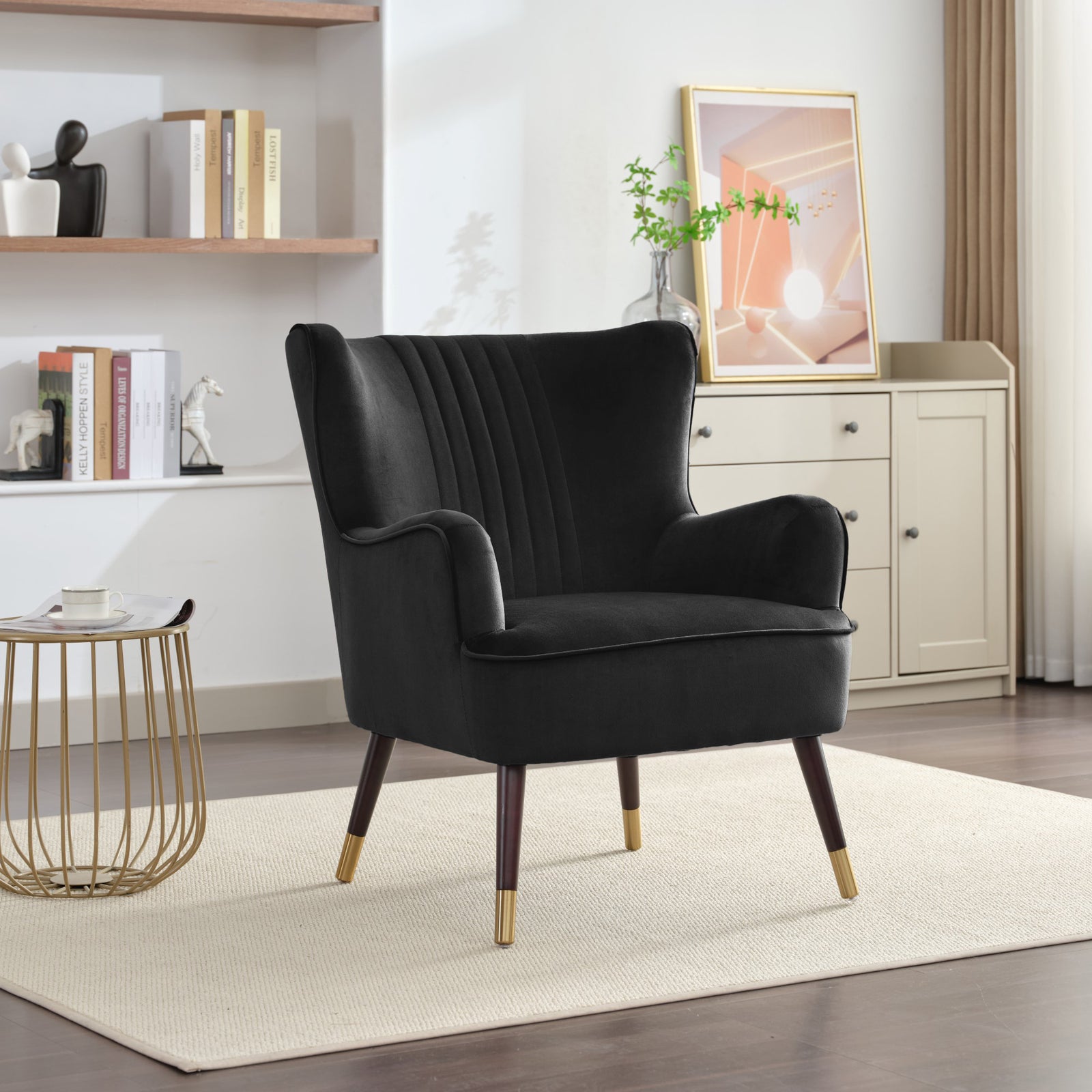 Madison Velvet Fabric Accent Chair | Black