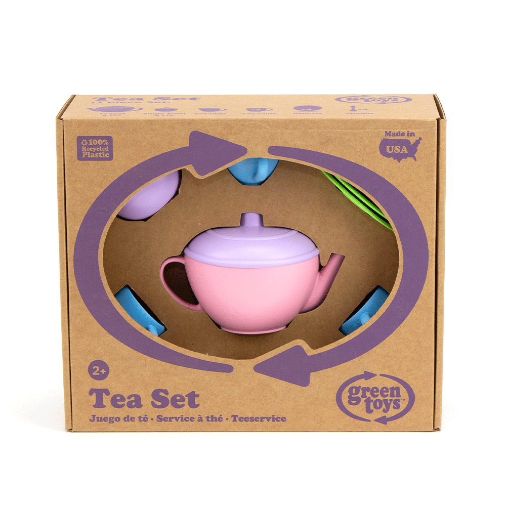 Tea Set With Pink Teapot, Made From 100% Recycled Plastic