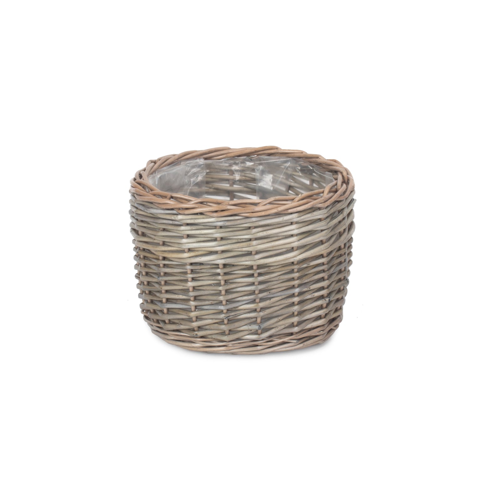 Red Hamper Wicker Round Antique Wash Planter