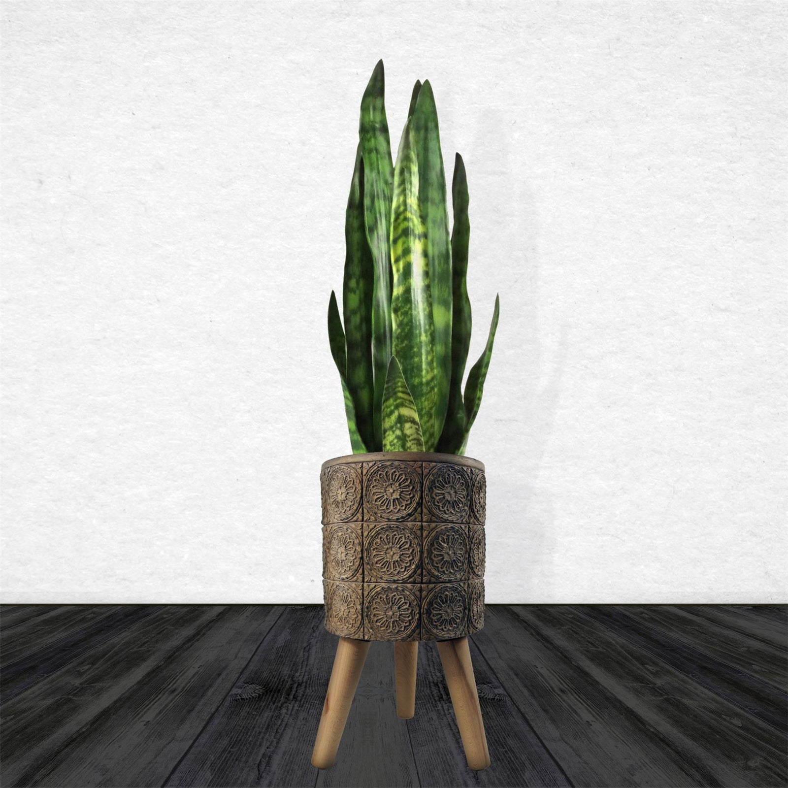 Leaf Flowers Composite Planter With Stand