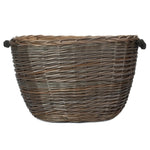 Wicker Oval Hessian Lined Log Basket | Large | Brown