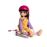 Scooter Girl Doll with Pink and Silver Scooter, 18cm Tall