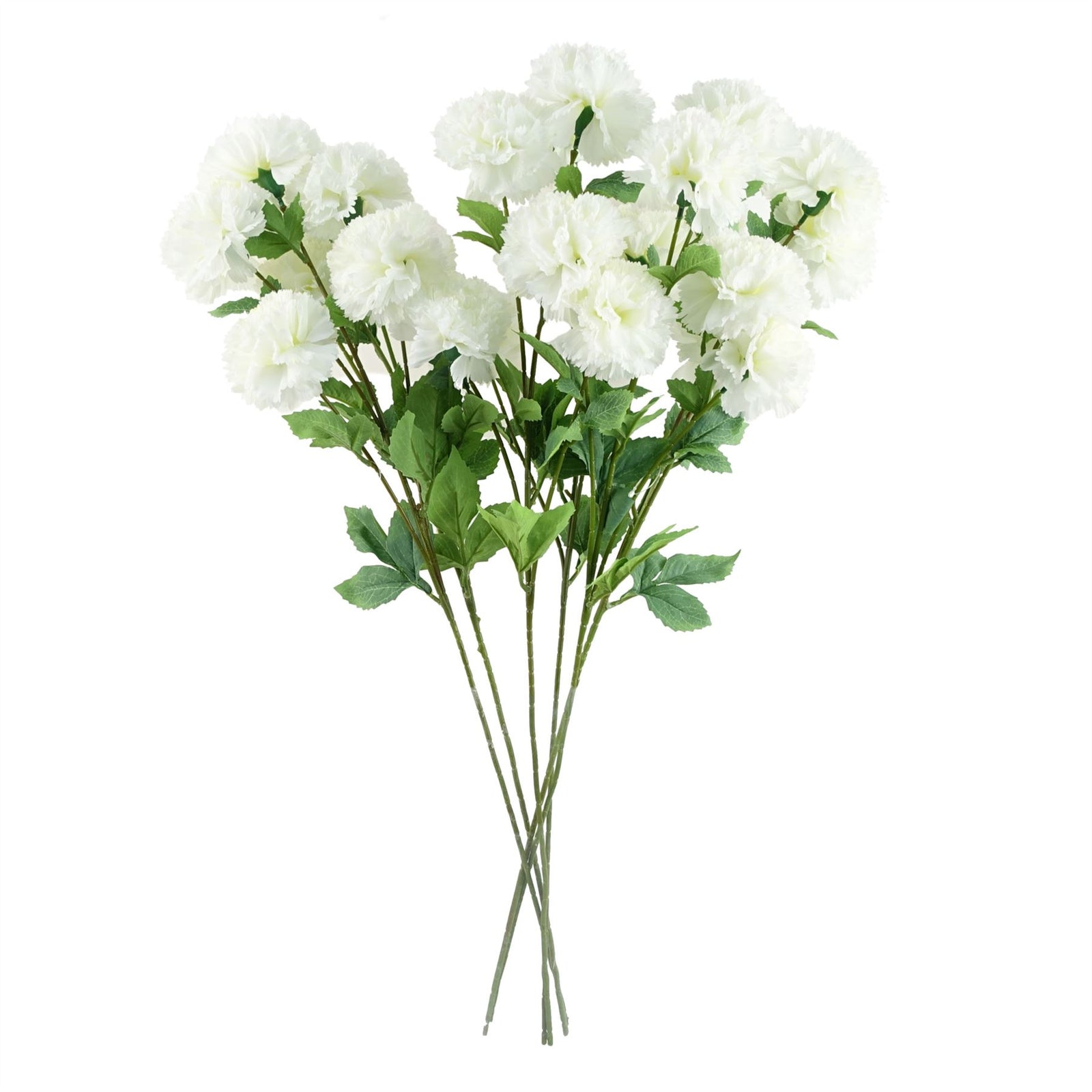 Pack Of 6 X 70cm White Artificial Carnation Stem - 24 Flowers