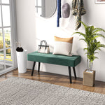 End Of Bed Bench Upholstered Hallway Bedroom With Steel Legs | One Size | Green