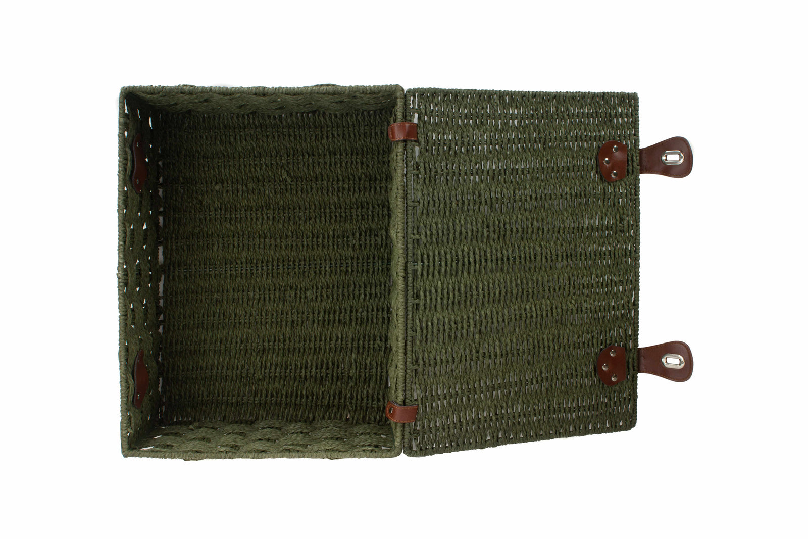 Red Hamper Green Twisted Paper Rope Storage Basket