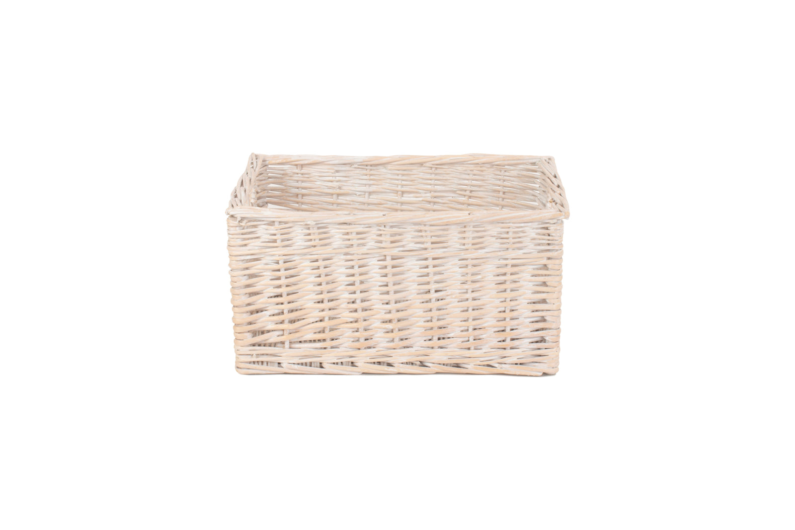 Red Hamper Wicker White Wash Storage Open Basket