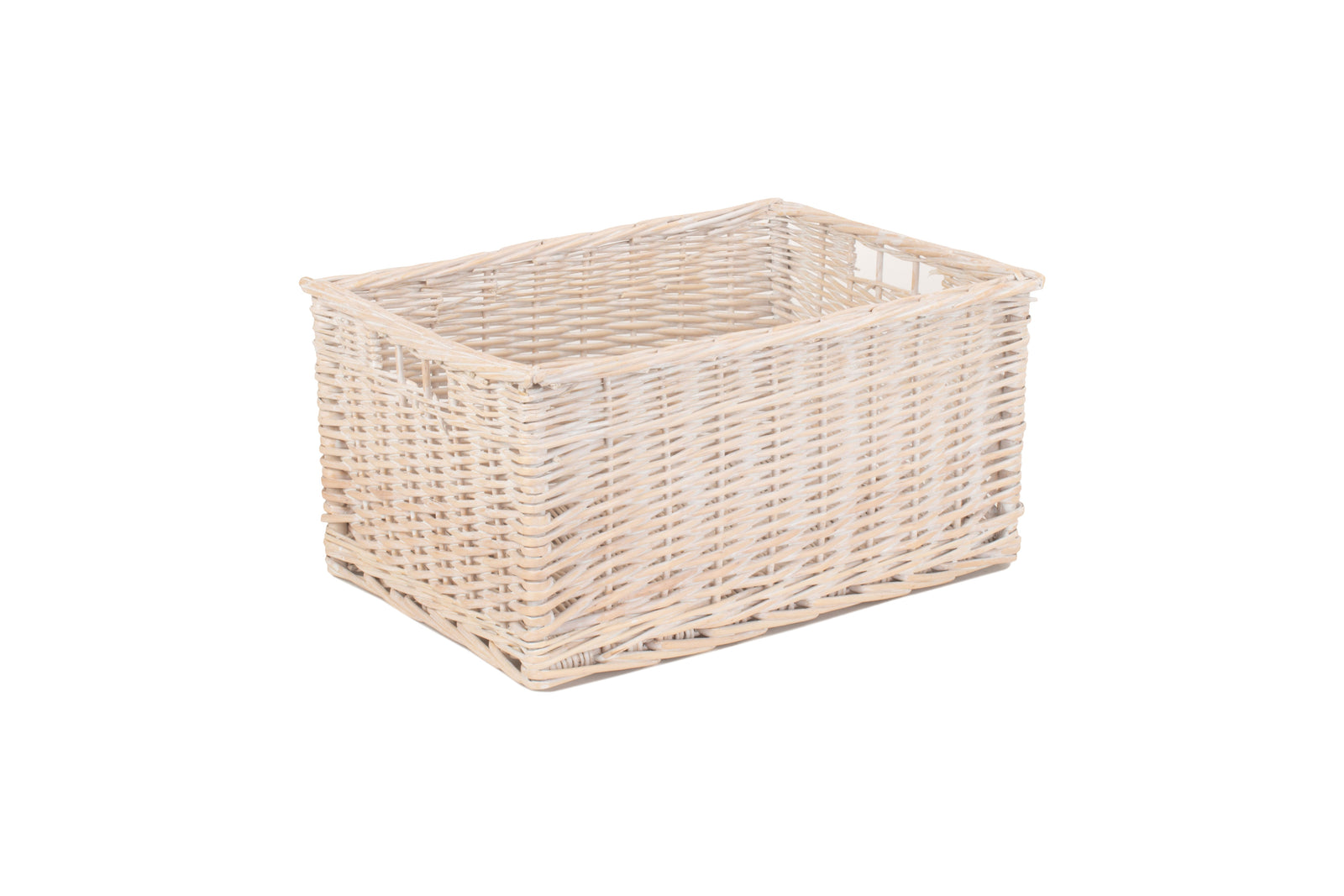 Red Hamper Wicker White Wash Storage Open Basket