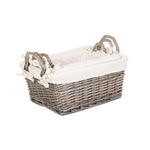 Red Hamper Wicker Antique Wash Handled Lined Storage Basket
