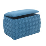 Plumeo Velvet Storage Ottoman | Blue