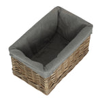 Antique Wash Grey Cotton Grey Lined Willow Storage Baskets | Small | Gray