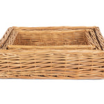 Wicker Straight Sided Rectangular Tray | Set-of-3 | Brown