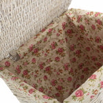 Oatmeal Cotton Lined Square White Wash Wicker Laundry Basket | Large | Pink