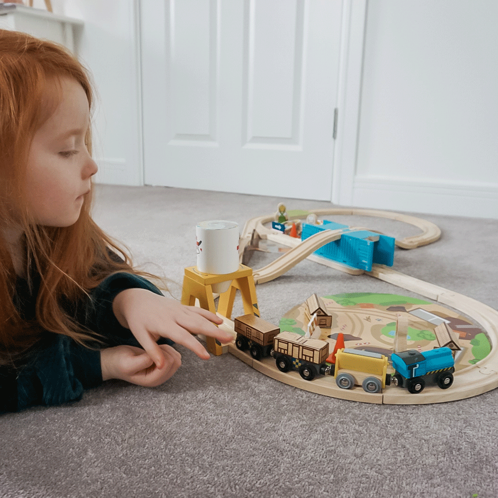 Wooden Construction Train Set - 50 Pieces