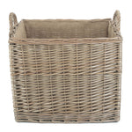 Wicker Antique Wash Square Hessian Lined Log Basket | Large | Brown