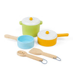 Wooden Pots & Pans Set With 2 Utensils