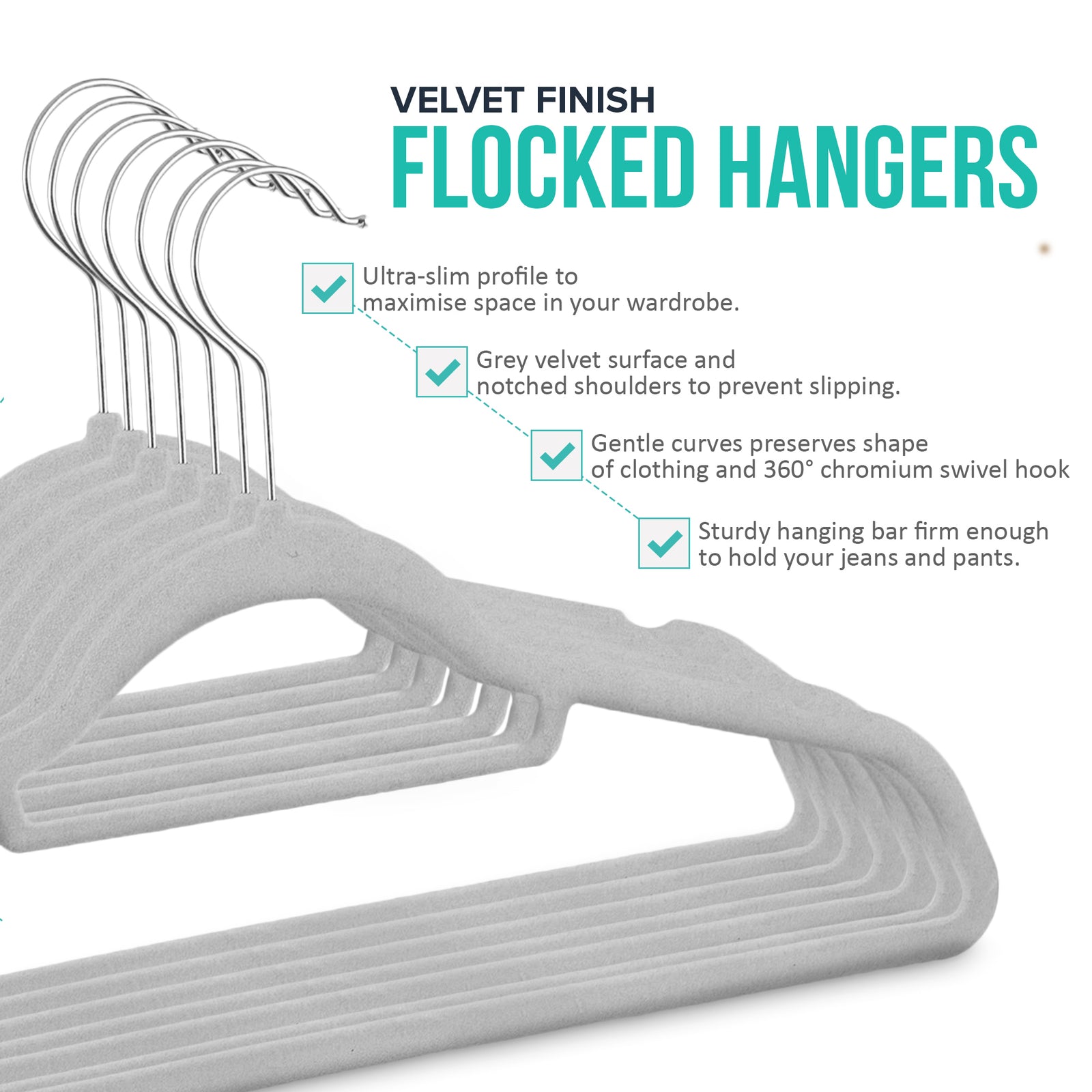 Livivo 50pc Velvet Hangers - Grey