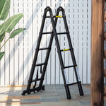 .2m Extendable Aluminium Ladder, 10 Steps, Black