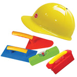 5 Piece Bricklayer Set, With Helmet, Trowel, Level And More