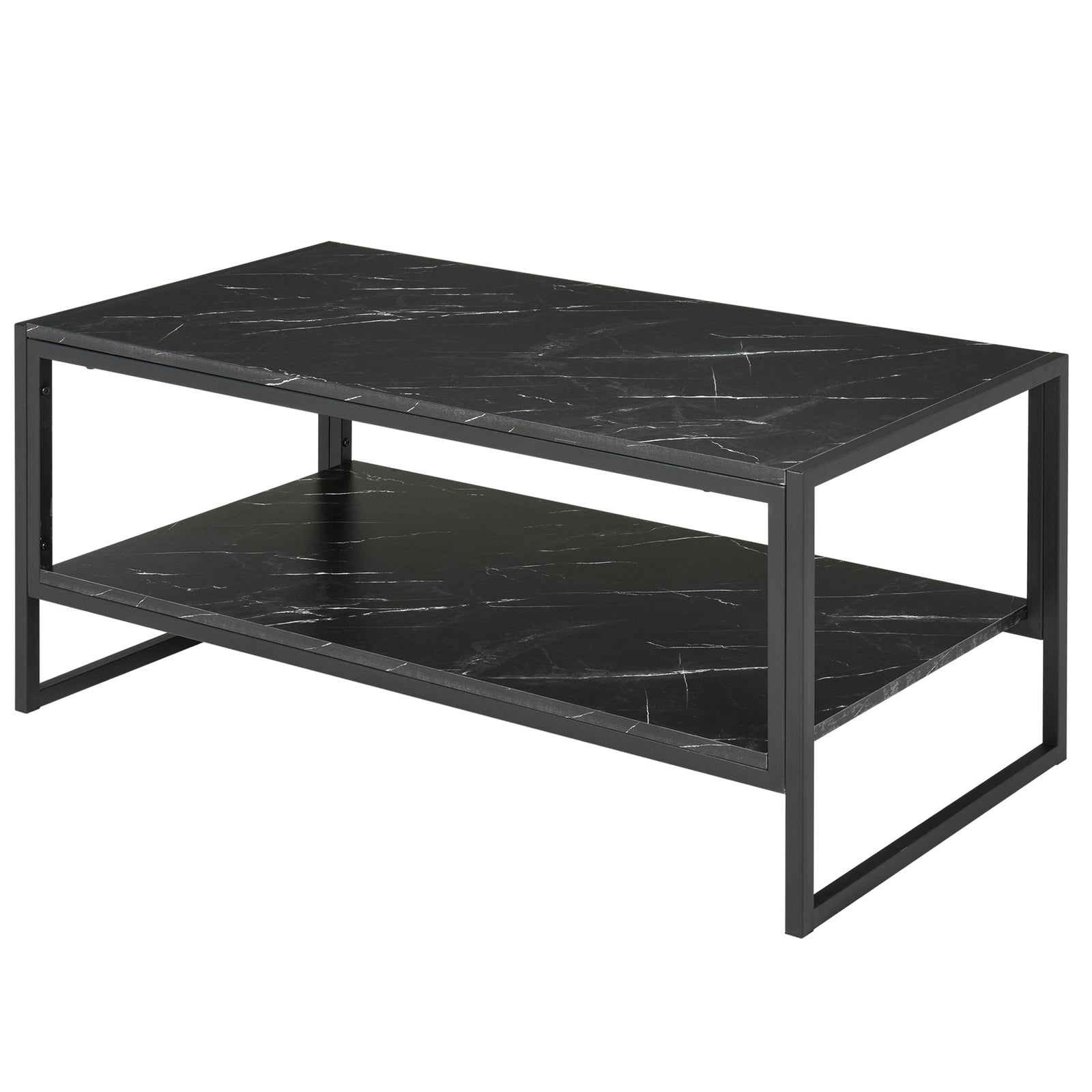 Two-tier Coffee Table, Marble Effect | Black