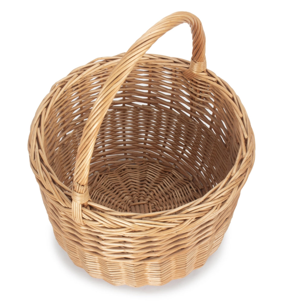 Light Steamed Wicker Round Orchard Shopping Basket