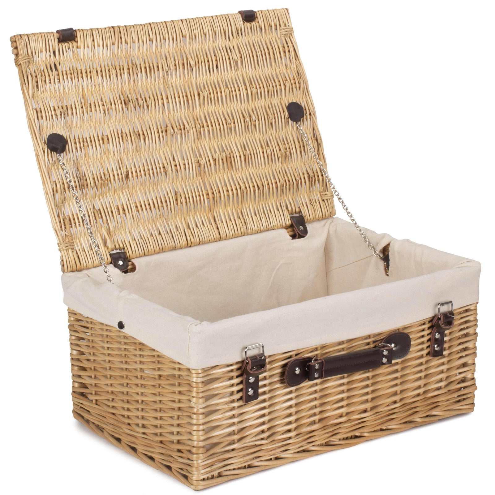 Wicker Buff 51cm Picnic Basket | White