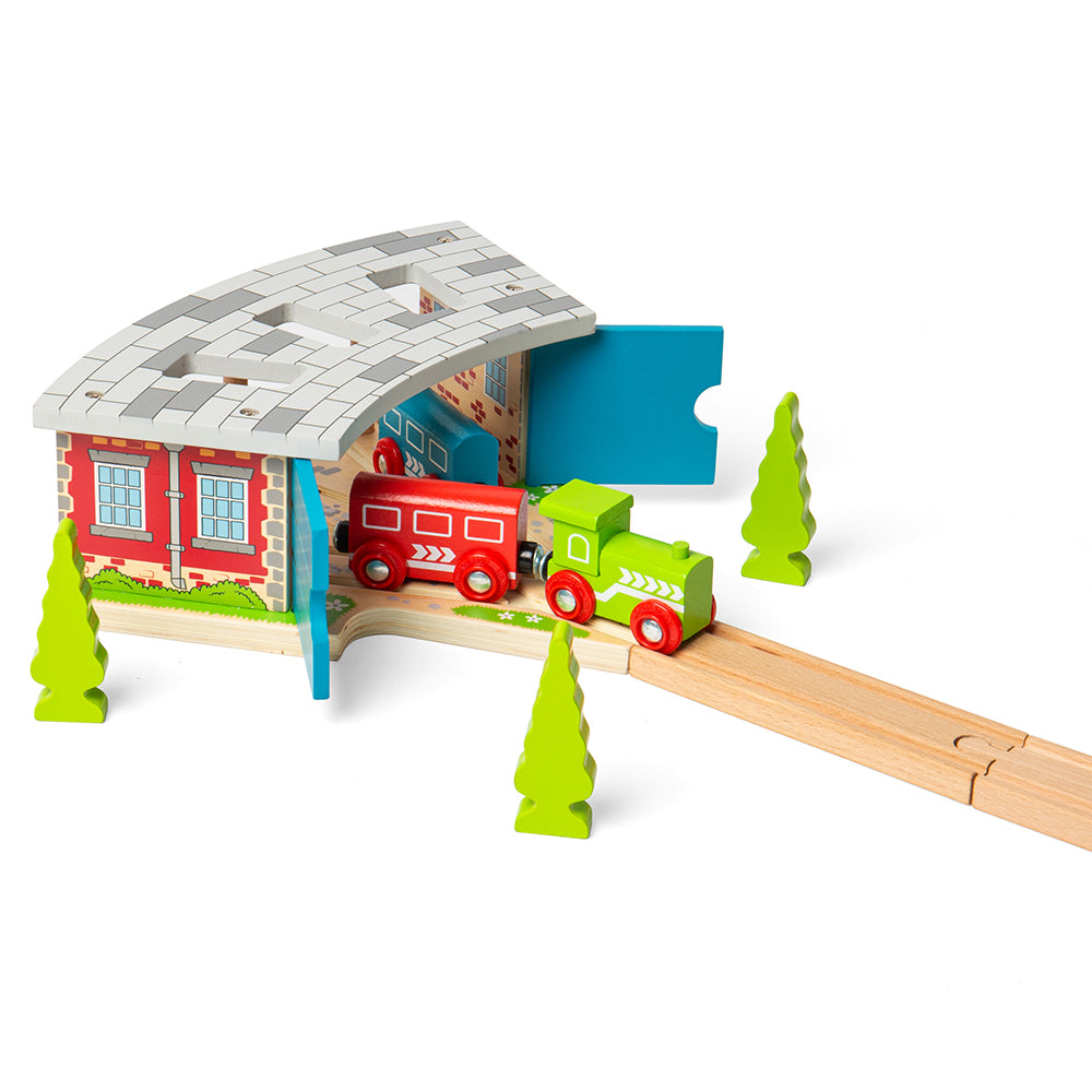 Triple Engine Shed for Wooden Train Sets