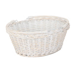 White Painted Wicker Swing Handle Shopping Basket | Medium | White