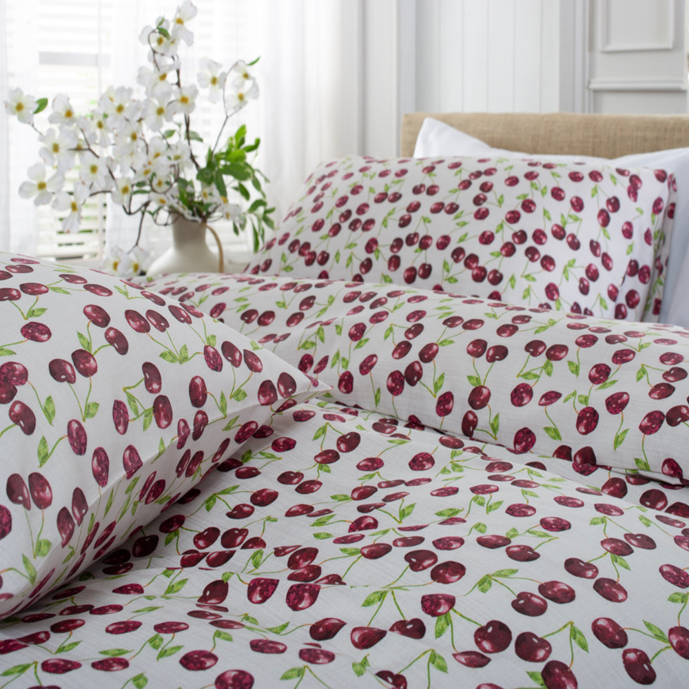 Cherry Baby Printed Cotton Rich 200 Thread Count Duvet Cover Set | Double | Multi Colour