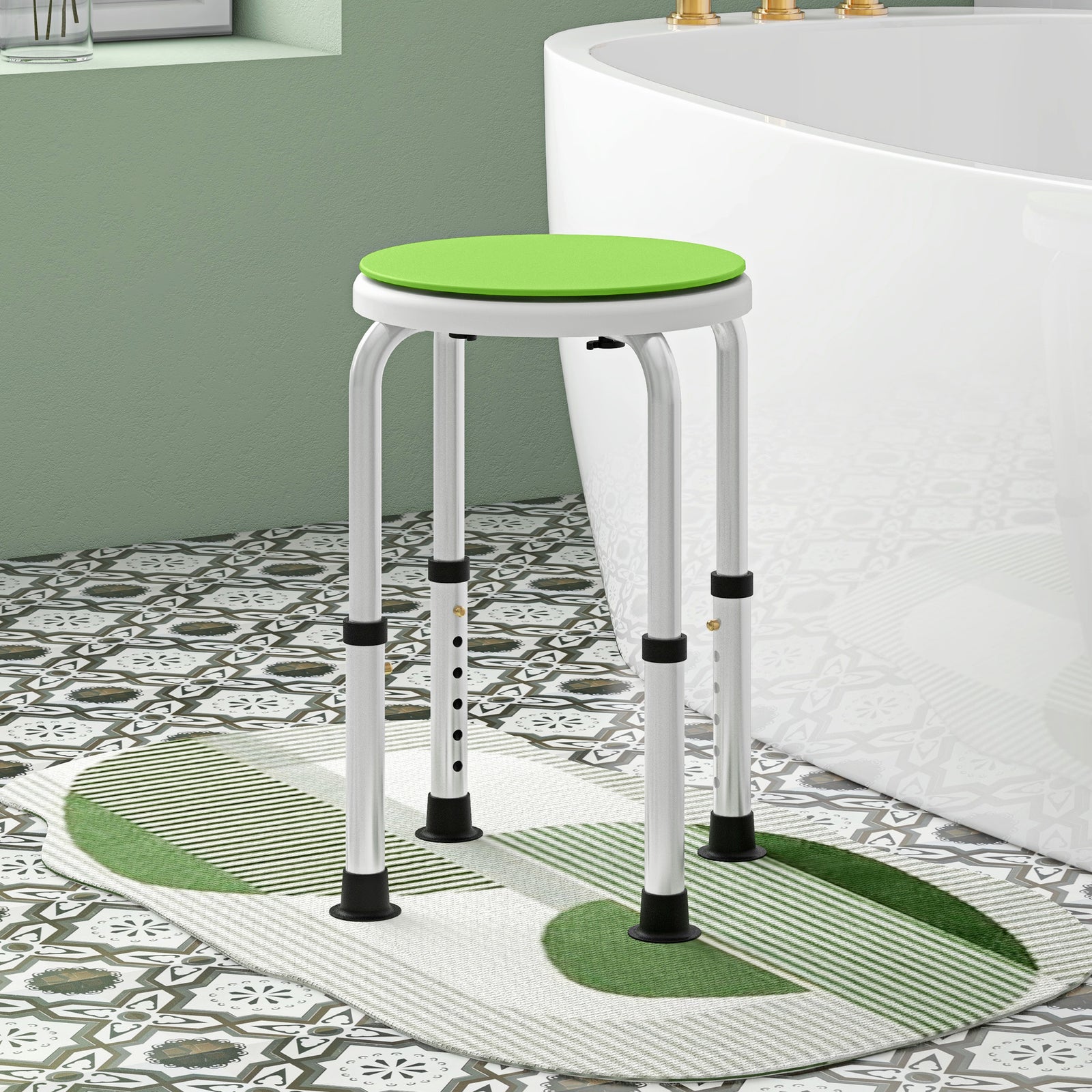 360 Degree Swivel Shower Stool With Non-slip Feet | One Size | Green