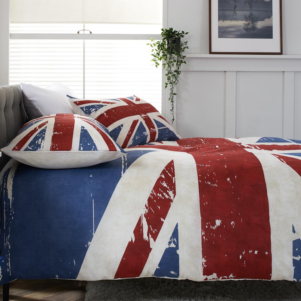 Union Jack 200 Thread Count Cotton Rich Reversible Duvet Cover Set | Single | Navy Blue