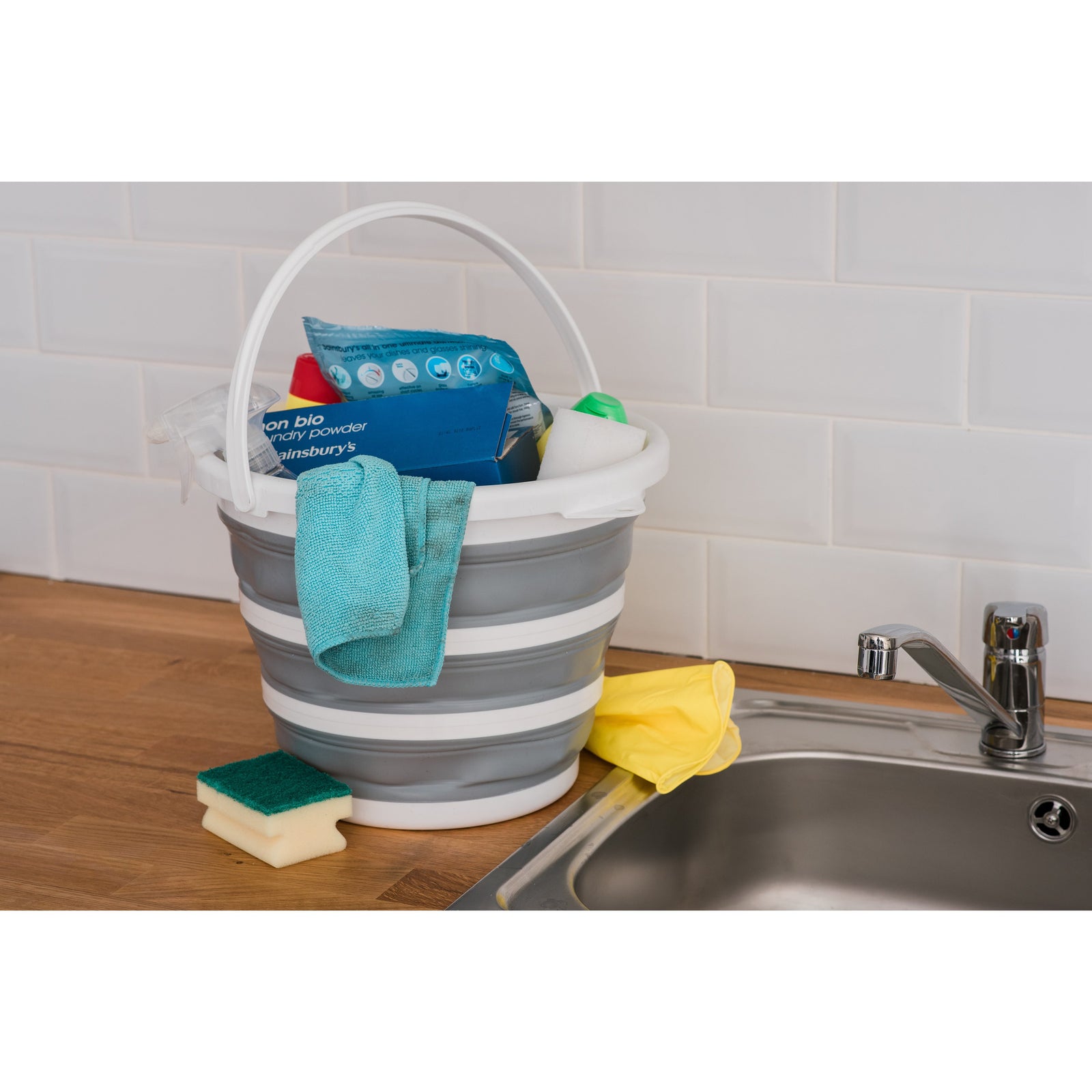 Collapsible Bucket With Handle | Gray