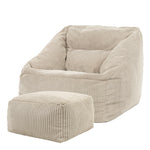 Morgan Cord Armchair & Footstool Set | Beige