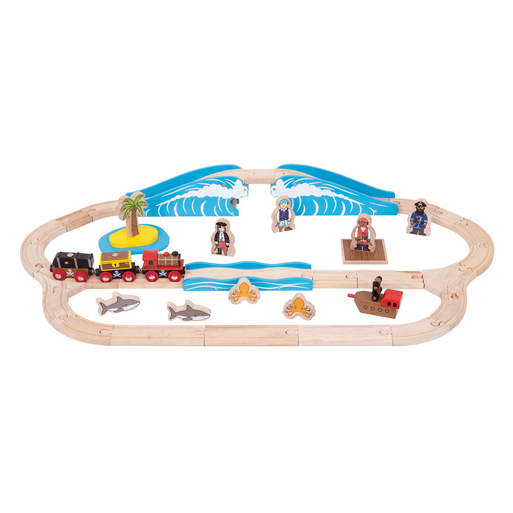 Wooden Pirate Train Set - 42 Pieces