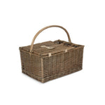 Wicker Double Lidded Fitted Picnic Basket | 4-Person | White