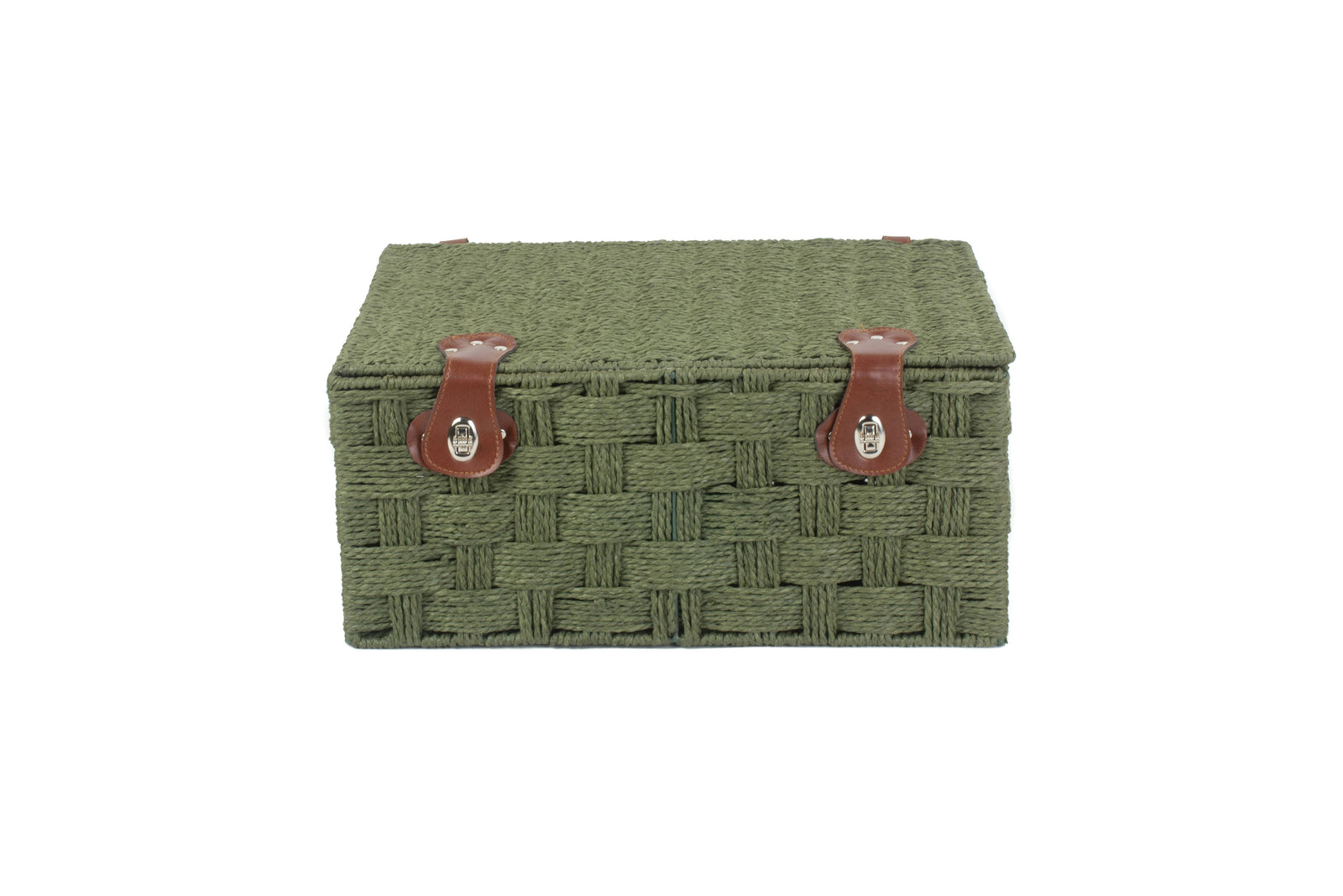 Red Hamper Green Twisted Paper Rope Storage Basket