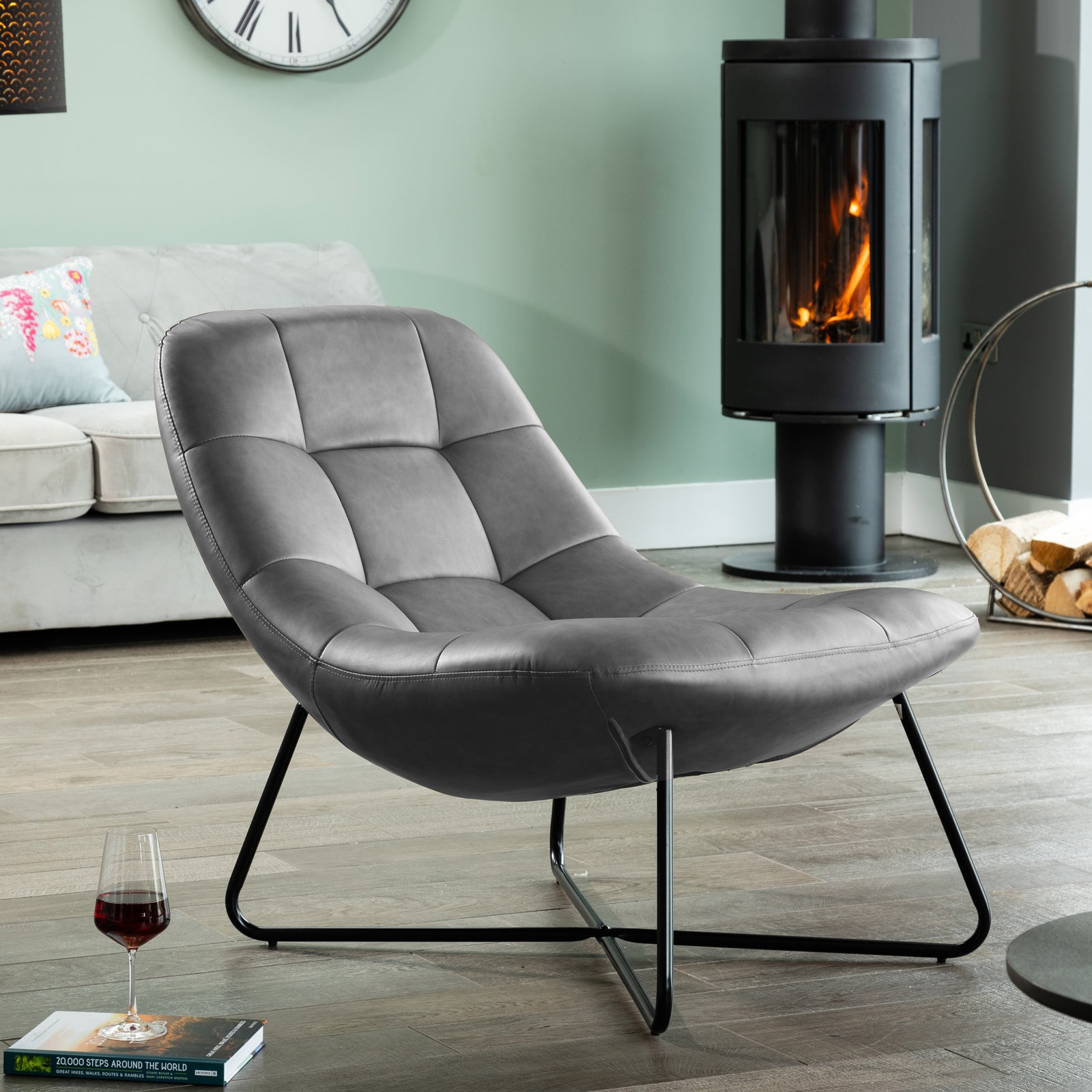 Humboldt Faux Leather Accent Chair | Gray