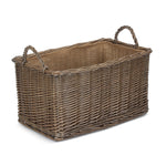 Red Hamper Wicker Antique Wash Rectangular Hessian Lined Basket