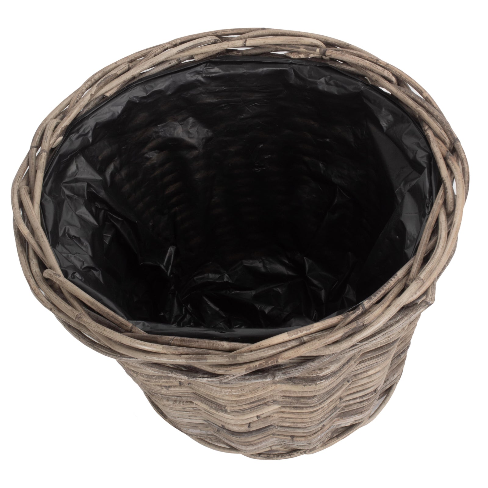 Red Hamper Tapered Rattan Round Planter With Plastic Lining