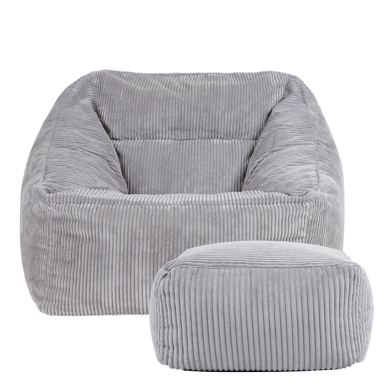 Morgan Cord Armchair & Footstool Set | Gray