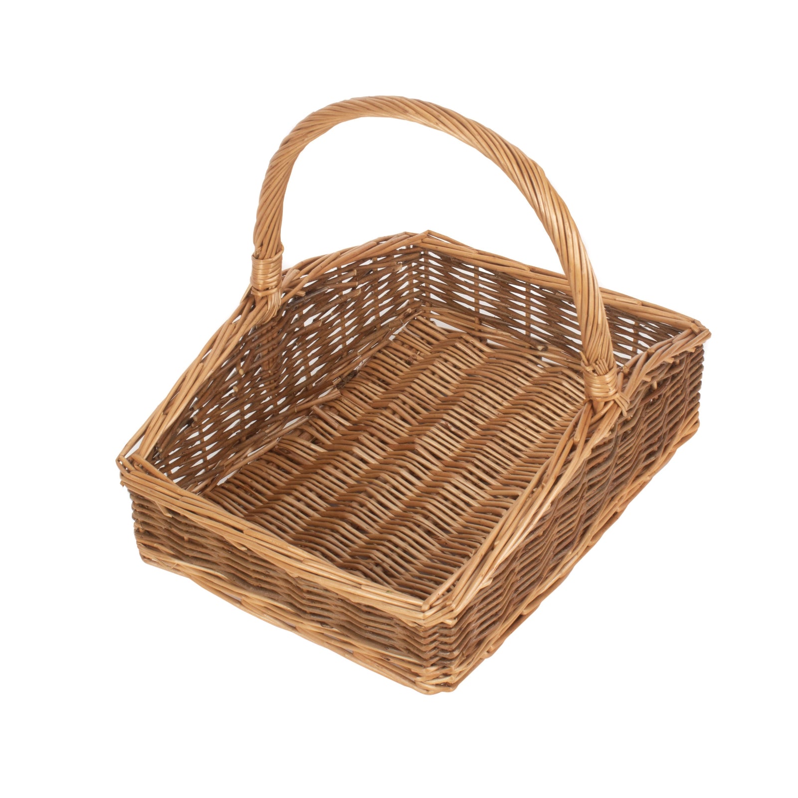 Wicker Rectangular Country Unpeeled Garden Trugs | Large | Brown