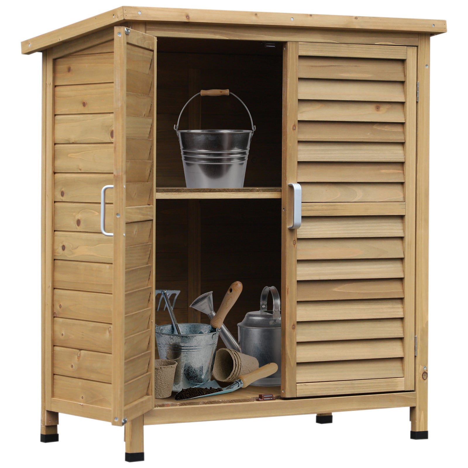 Garden Storage Shed Solid Fir Wood Garage Organisation | Natura