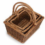 Rectangular Unpeeled Willow Shopping Basket | Set-of-3 | Brown